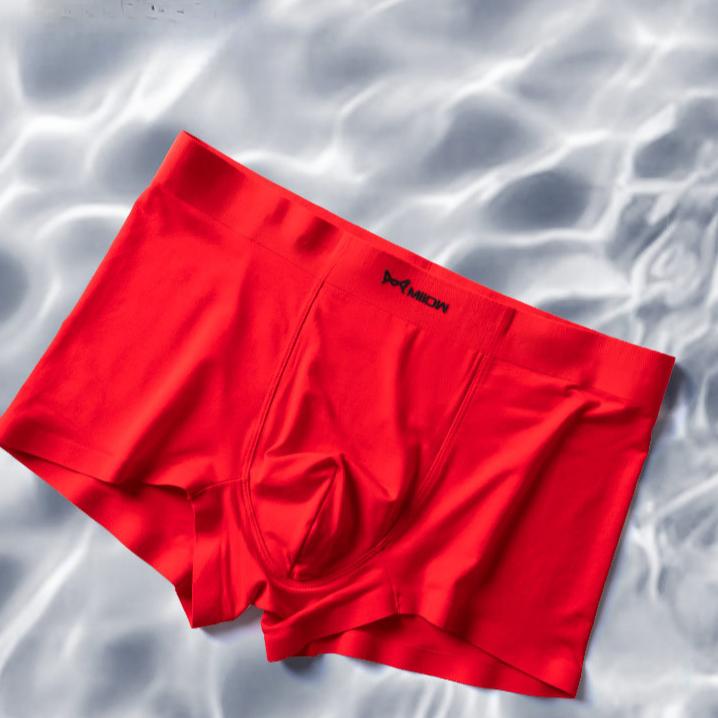 3pcs Seamless Underwear Red Boxer Shorts for Men Without Any Trace Boxer Brief