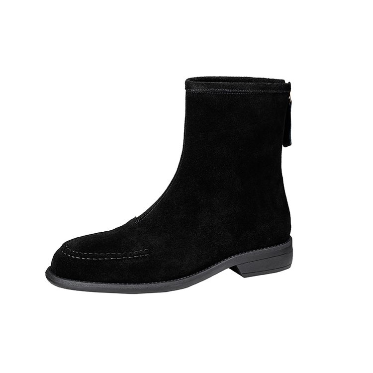 

Модные НОВЫЕ Осенне-зимние женские ботинки из коровьей замши, женские туфли с круглым носком и низким каблуком, ботильоны челси на молнии, повседневные короткие ботинки 34