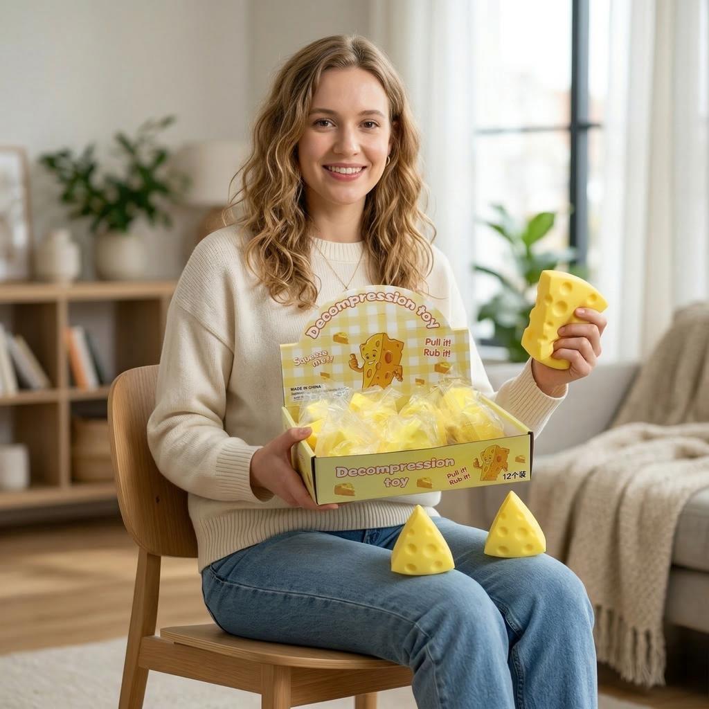 12-Piece Cheese-Shaped Stress-Relieving Toy Set – This Set Includes 12 Adorable Cheese-shaped Toys, Perfect For Sharing Or Collecting.