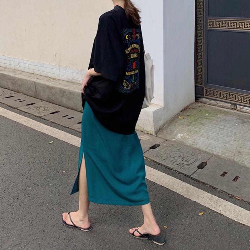 

Женская полуюбка, модная однотонная юбка средней длины, повседневная полуюбка Сотня , большие размеры 4XL зелёный