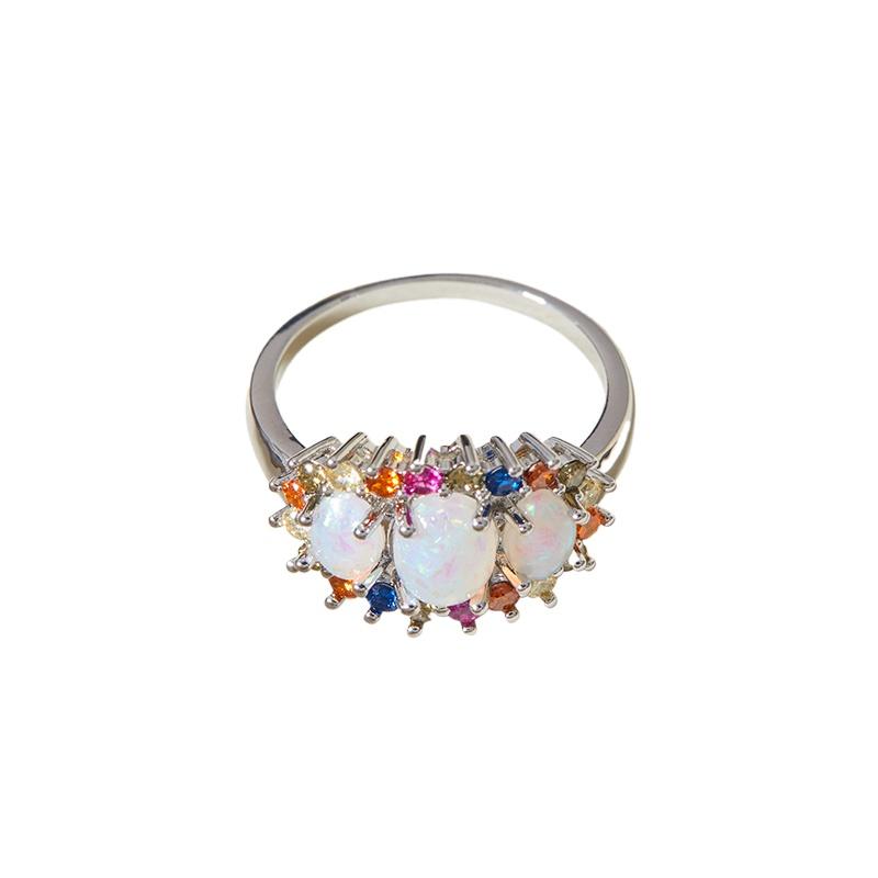 Fashion Unique Color Zirconia Ring New Light Luxury Exquisite Retro Ladies Wedding Jewelry Accessories Birthday Gift