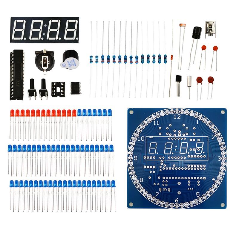 

DIY Обертовий цифровий світлодіодний модуль дисплея Сигналізація Електронний цифровий годинник Комплект 51 SCM Навчальна дошка 5 В DS1302