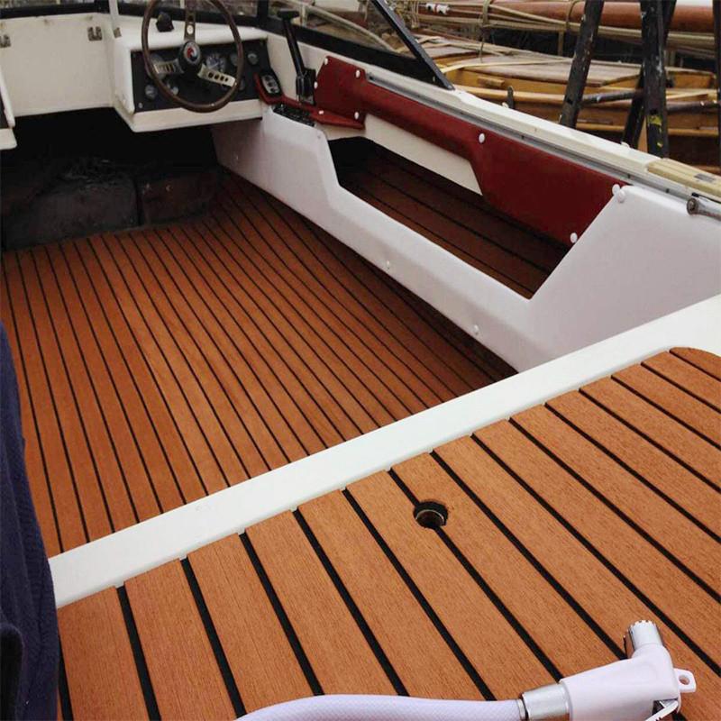 2400x300x6mm Boat Self-Adhesive Foam Teak Decking EVA Foam Yacht Marine Flooring Faux Boat Deck Sheet Accessories Brown