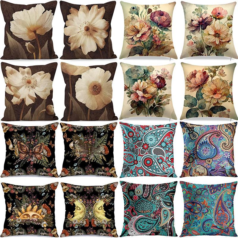 American Retro Linen Peach Leather Velvet Pillow Case Living Room Sofa Office Car Cushion