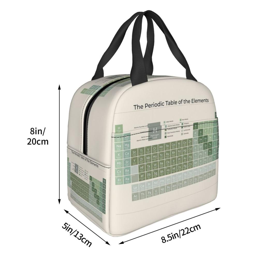 The Periodic Table Of The Elements Evergreen On Sand Insulated Lunch Bag for Women Kids Food Boxes Thermal Lunch Box Tote
