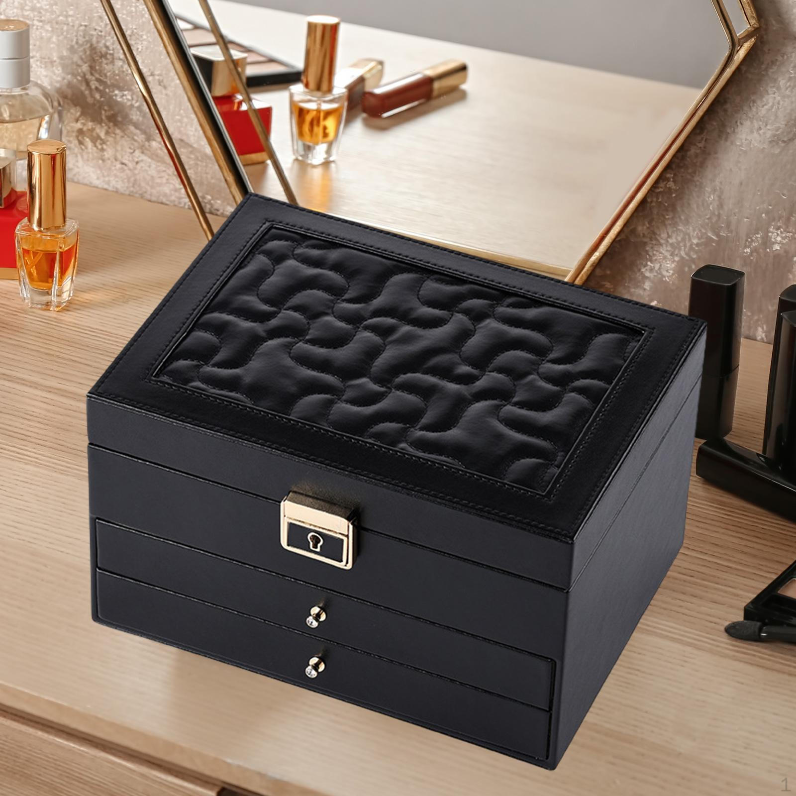 

Jewelry Box Case for Women 2Tier Organizer Holder Rings чорний