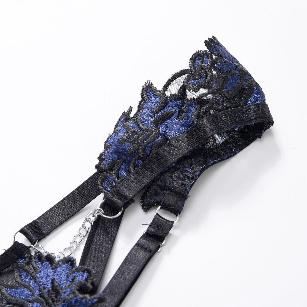 2022 Ευρωπαϊκό & Αμερικάνικο Κεντημένο Διχτυωτό Φλοράλ Σετ Εσωρούχων Push-up Σουτιέν με Ζαρτιέρα