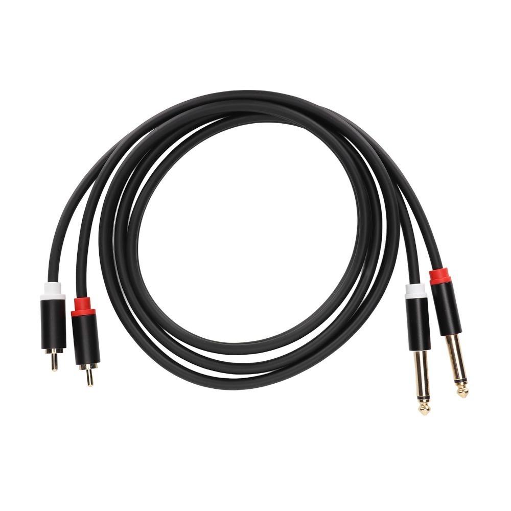 Gold Plated Dual 1/4 TS to Dual RCA Cable 1.5m / 4.9ft 6.35mm 2 RCA Port to 2 TS Port Cable Stereo Interconnect Cord