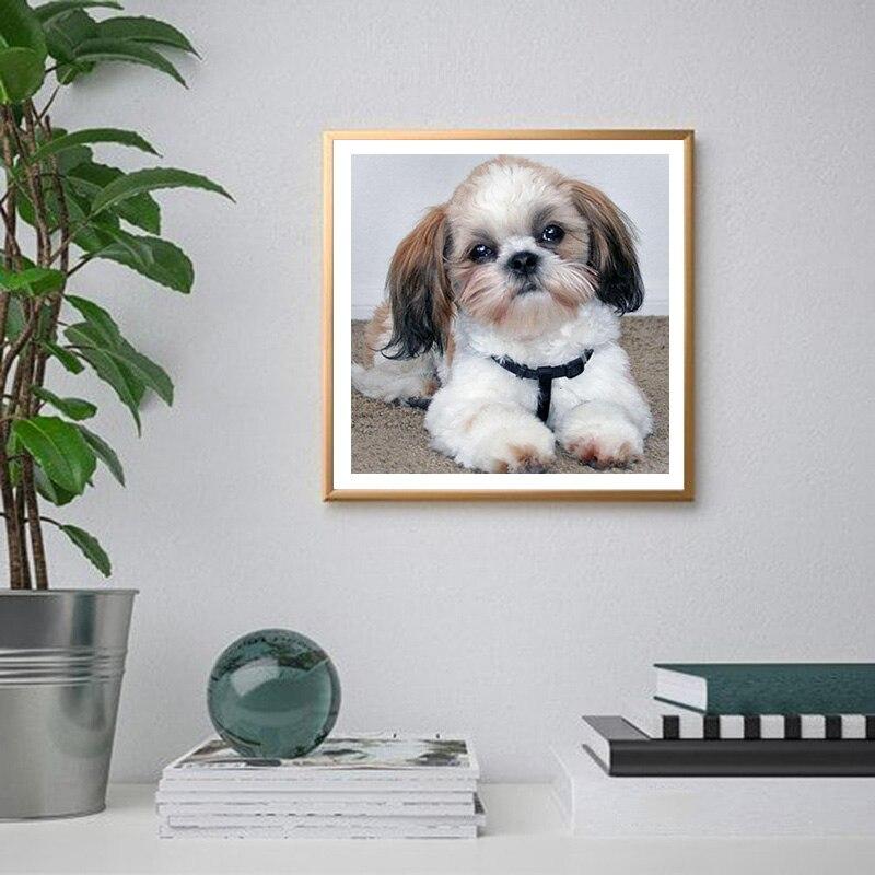 5D diamantmaleri helrund harpiks Hunder Diamantkunst Korssting Mosaikk Dyr Rhinestones Bilder Hjemdekorasjon