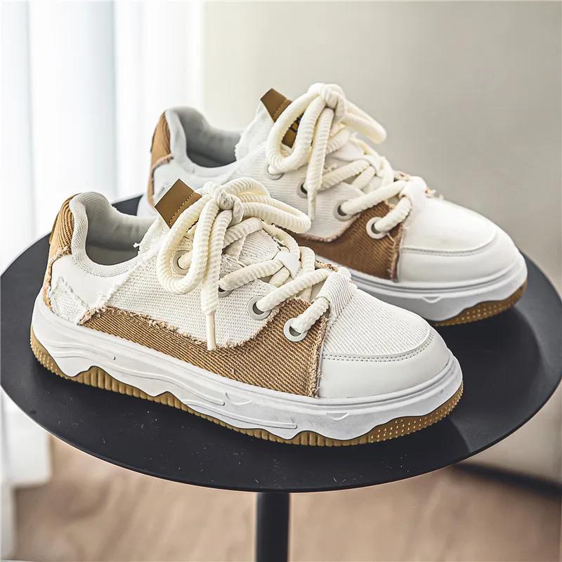 

Новые мужские повседневные парусиновые туфли, модные универсальные брендовые спортивные туфли на шнуровке, износостойкие, увеличивающие рост, размер 39-44 39