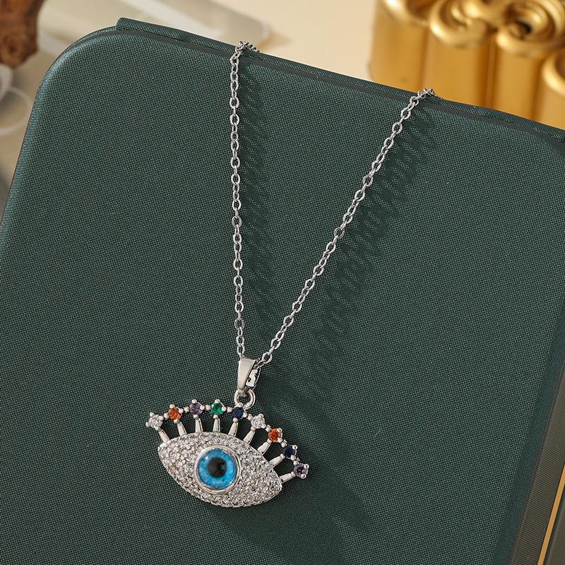 Beliebte Halskette mit blauem bösen Blick aus Titanstahl für Damen – Vielseitiger und personalisierter Schlüsselbeinkettenschmuck