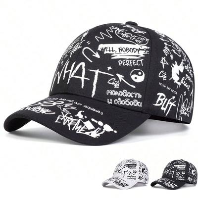 Unisex WHAT Graffiti Baseball Cap - Adjustable Sun Protection All-Season Retro Design for Outdoor/Travel