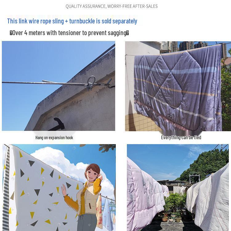 Stainless Steel Clothesline: Outdoor Non-slip, Plastic-coated Wire Rope for Clothes and Quilt Drying.