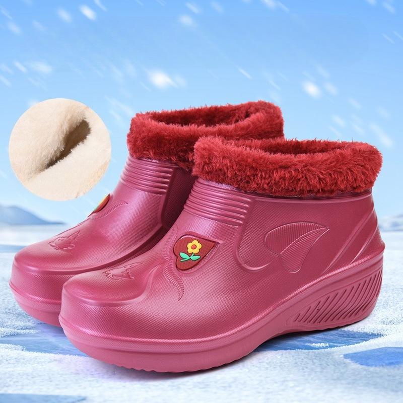 Cizme de zăpadă impermeabile unisex cu căptușeală din lână: Bumbac Cald, Pregătit pentru Muncă în Bucătărie, Spălat Rufe & Spălat Mașina
