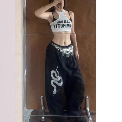 Silver Snake Print Casual Hip-hop Sports Quick-drying Pants Summer Thin Loose Large Size Tooling Sweatpants