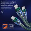 100W 6A 3-IN-1 USB Cable Fast Charging Cable Multi Charging Cord USB Cord Adapter Braided Wire For Mobile Phone Tablet Laptop