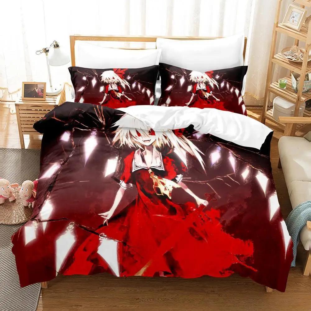 

Модный комплект постельного белья Kawaii Girls Touhou Project Remilia Scarlet из трех предметов для взрослых и детей, для спальни, пододеяльник EU Twin 135x200cm