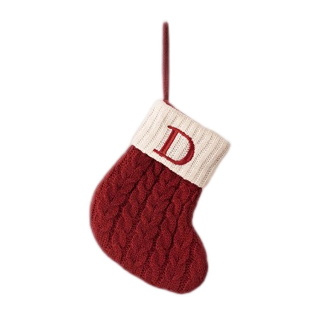 Letter Christmas Stocking Creative Christmas Tree Ornament Christmas Knitted Socks Decoration Props Christmas Decorations