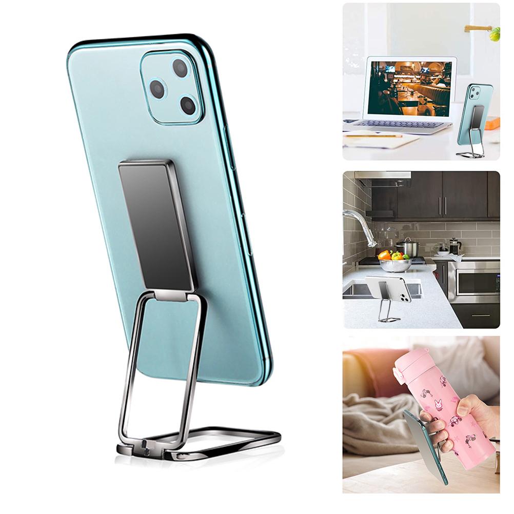 Metal Square Magnetic Car Phone Holder Foldable Ring Stand Gunmetal