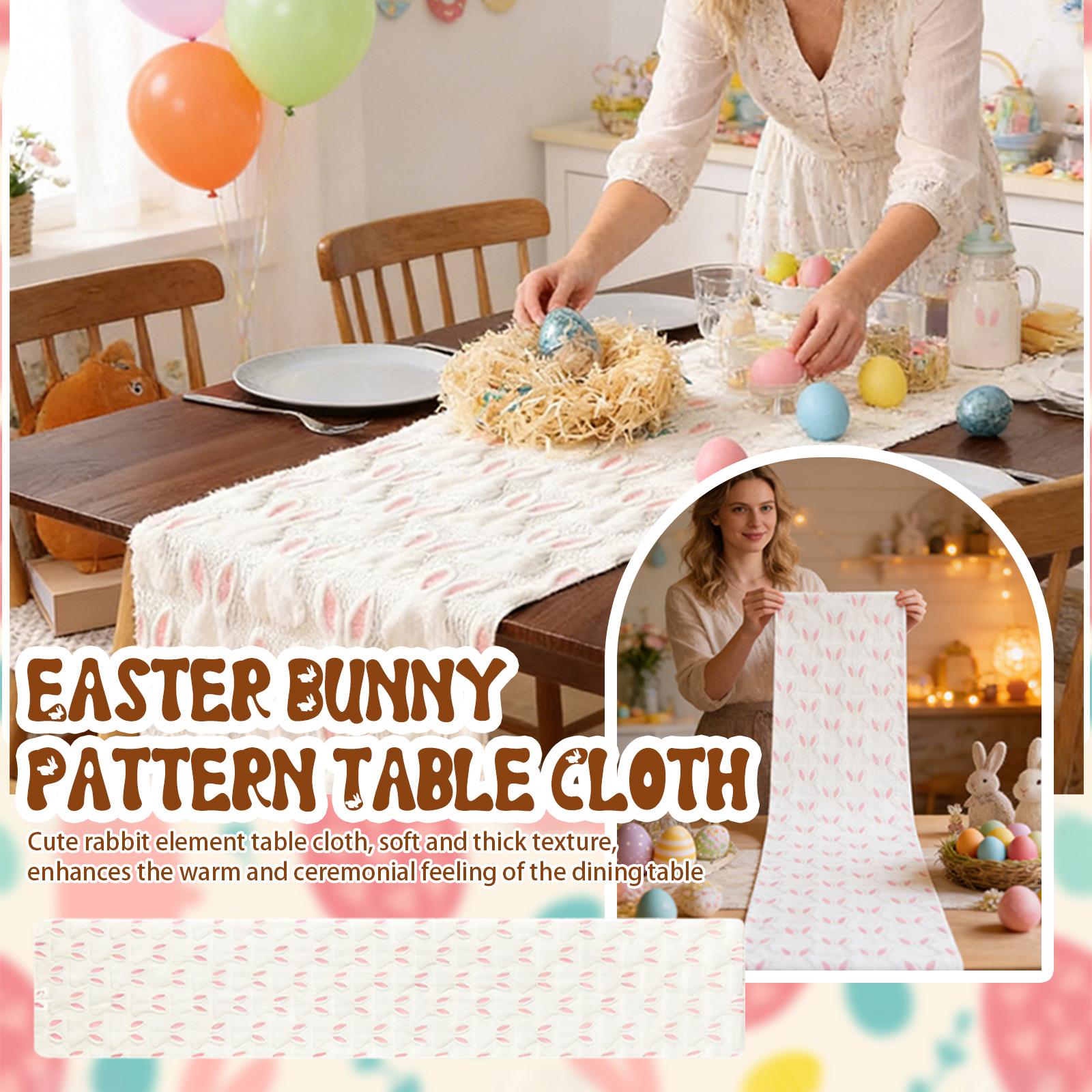 

Artscope Ears Soft Plush Faux Easter Bunny Table Runner, Holiday Kitchen Dining Table Decoration For Easter Home Party Decor One Size