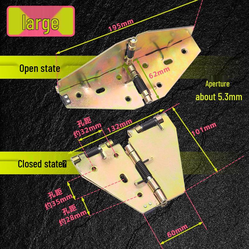 180° Foldable Butterfly Hinge for Dining Tables: Square to Round Conversion with Cross Spring Buckle