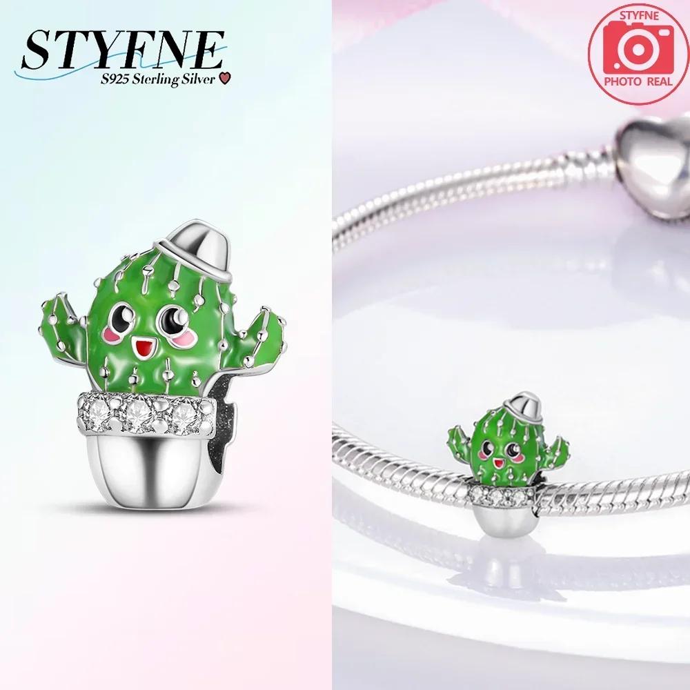 Damen Anhänger Kupfer Grüne Serie Baum Kaktus Blätter DIY Charm Perlen Passen Original Armreif Charms Armband Schmuck