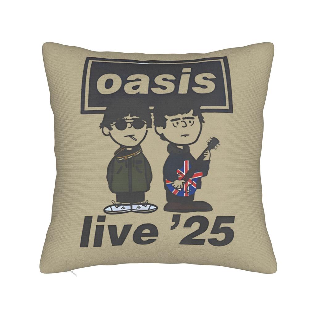 O-Oasis live'25 live band tour Printed Pillowcase Cushion Cover Throw Pillow Cover Warm Home Decorations Square Multi Size