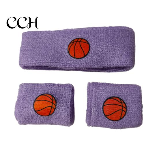 Bequemes Sport-Armband 1 Set Kinder-Stirnband Ballstickerei Dehnbar Atmungsaktiv Jungen Mädchen Schweißabsorbierend Gestrickt Basketball Volleyball