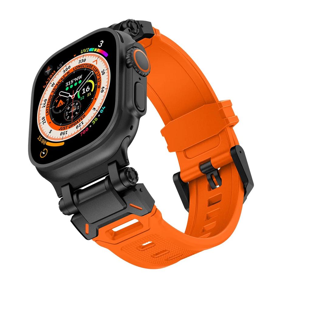 Soft Strap for Apple Watch Ultra 2 Band 49mm 45mm 44mm 42mm Metal Stainless Steel Connector TPU Bracelet Iwatch 9 8 7 6 SE 5 4