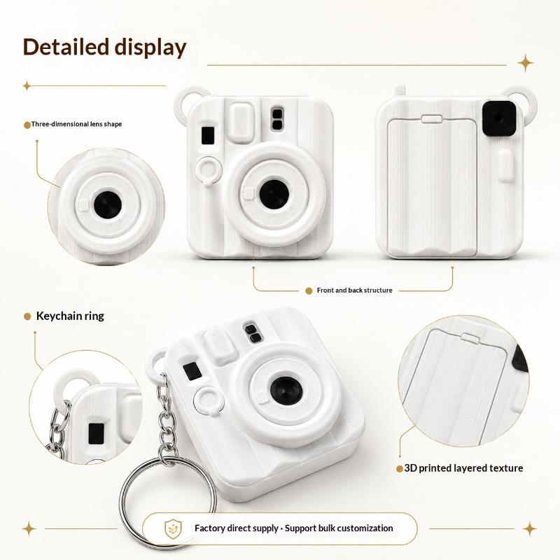 3D Printed Mini Instant Camera Keychain with Functional Photo Slot Fashion Bag Accessory for Wedding Party Favor Gifts
