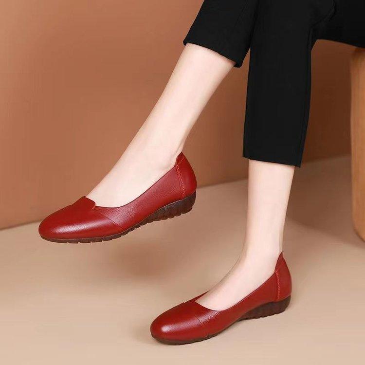 Niskie obcasy miękka skóra buty miękka podeszwa buty wsuwane płaska podeszwa skórzane buty wygodne buty Doudou niskie obcasy