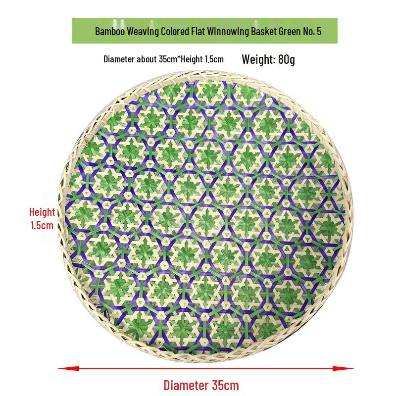 Colorful Handmade Bamboo Weaving Winnowing Basket - Round Hanging Ornament & Sieve for Kindergarten, Hotel, or Homestay Decoration