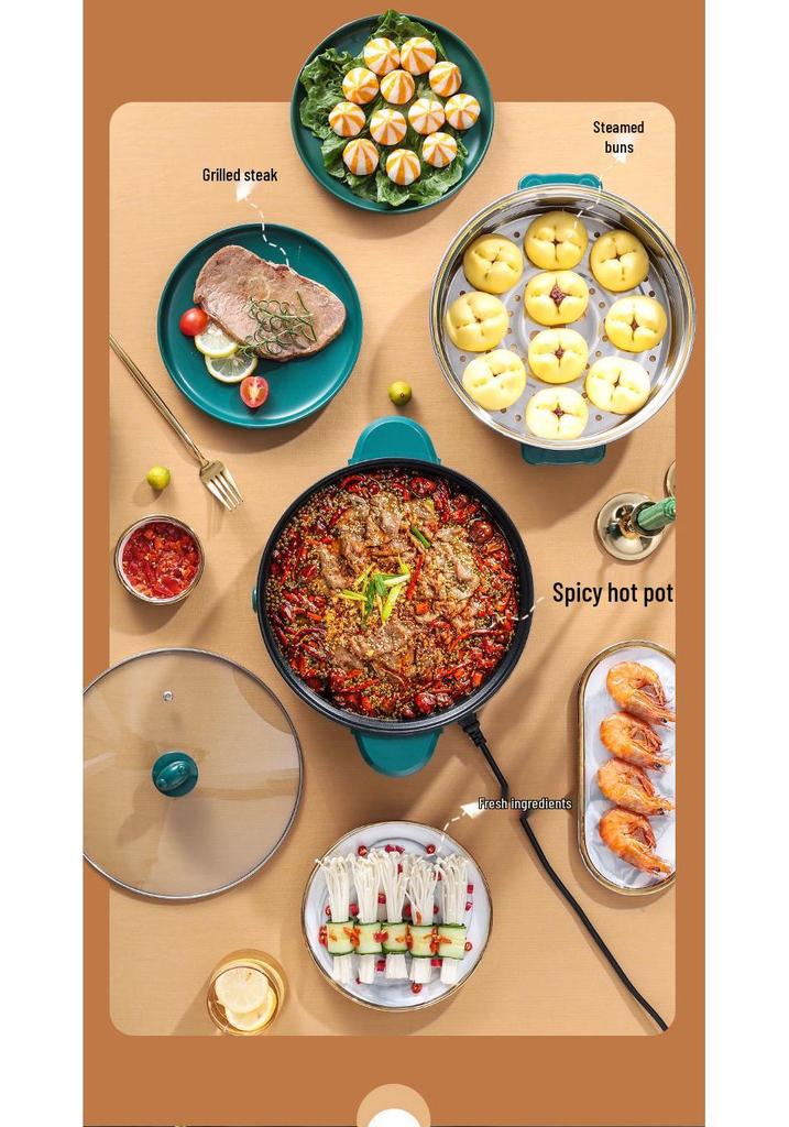 Multi-Functional Electric Hot Pot: Stir-Fry, Steam, and Heat for Dorms and Homes