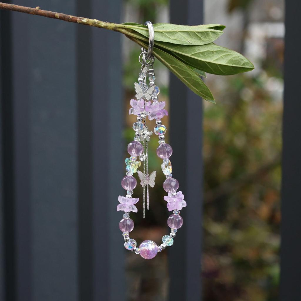 Elegant Butterfly Flower Crystal Keychain for Women Fashionable and Durable Keyrinsg Accessory for Bags and Keys