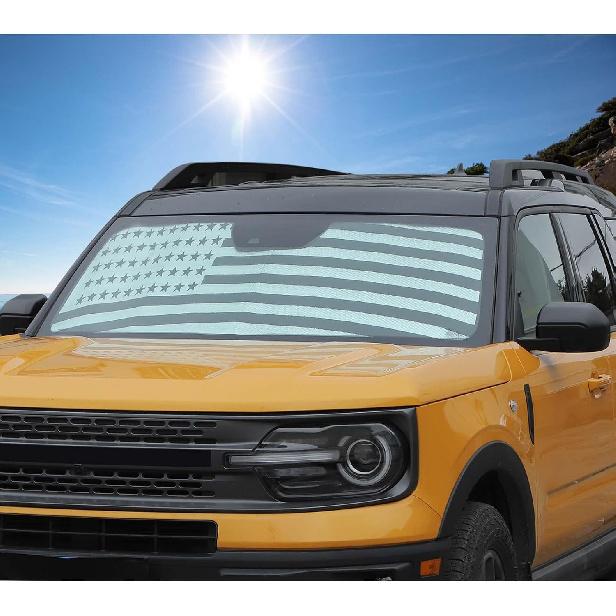 JWWY Windshield Sunshade Window Sun Shade for 2021-2025+ Ford Bronco Sport Accessories,Foldable Sun Shield Upgrade Reflective Polyester Cover Block