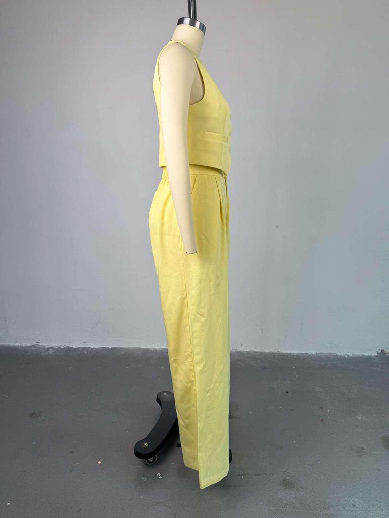 2025 Summer Women's Casual Set: Elegant Vest Tank Top & High-Waisted Wide-Leg Pants