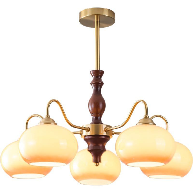 Wabi-Sabi Vintage Persimmon Pendant Light - Retro Solid Wood Eye-Protecting Fixture for Living Room, Study, Bedroom