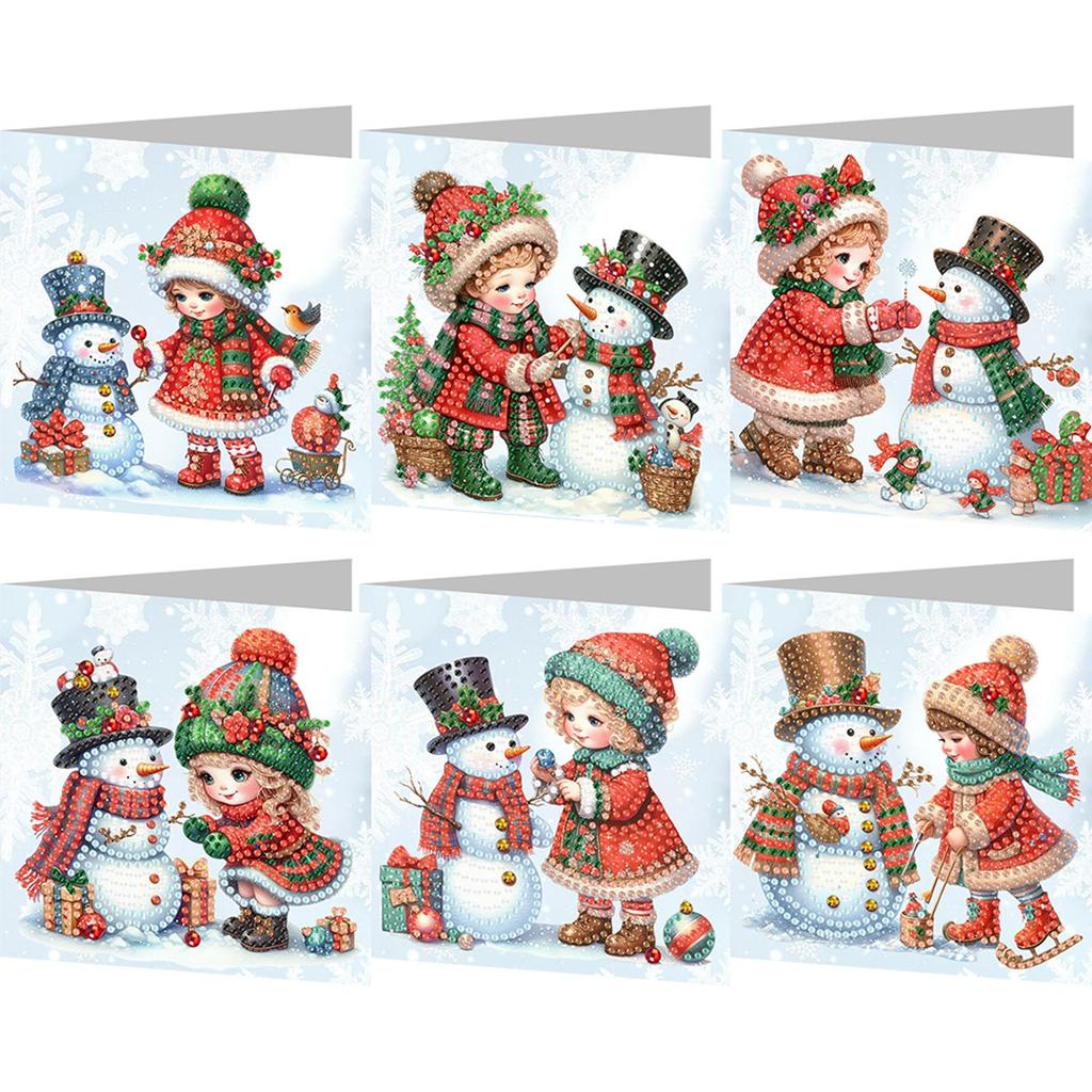 6pcs Christmas Diamond Painting Gift Card DIY Diamond Painting Greeting Thank You Card Handmade Diamond Embroidery Painting Kits