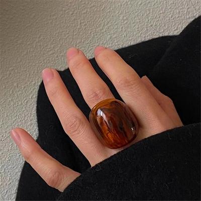 Geometric Wide Face Chunky Ring Resin Punk Jewelry New Large Finger Rings