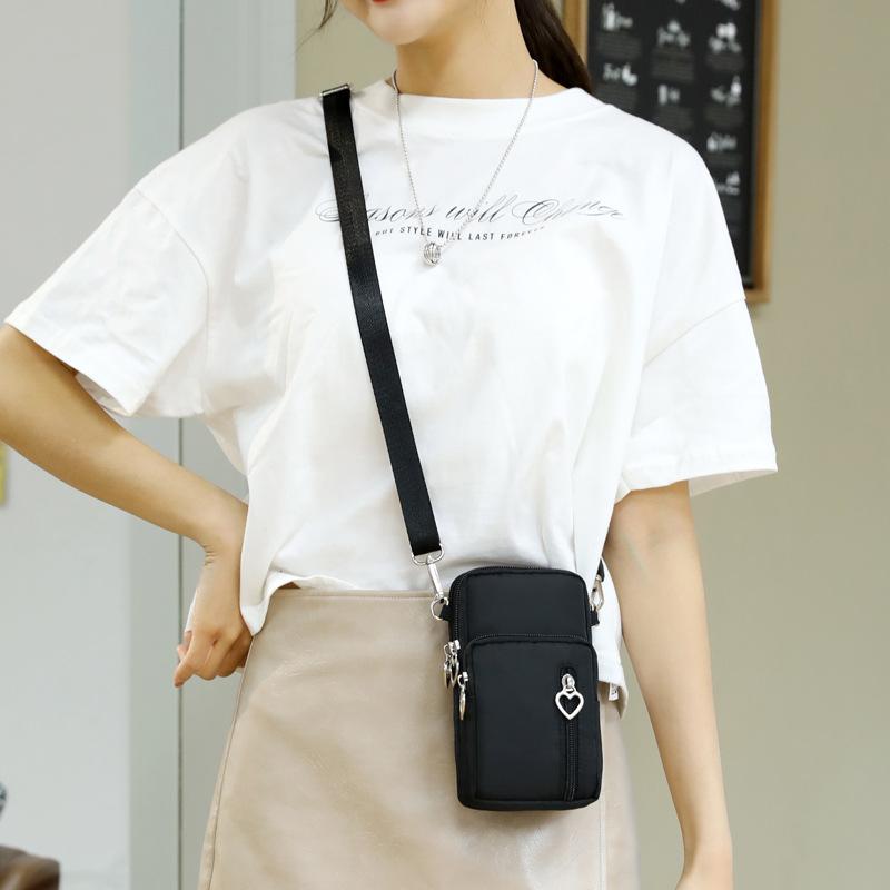Waterproof Mobile Phone Bag Women's Mini Crossbody Bag Daily Multi-layer Zipper Purse Casual Outdoor Travel Nylon Bag