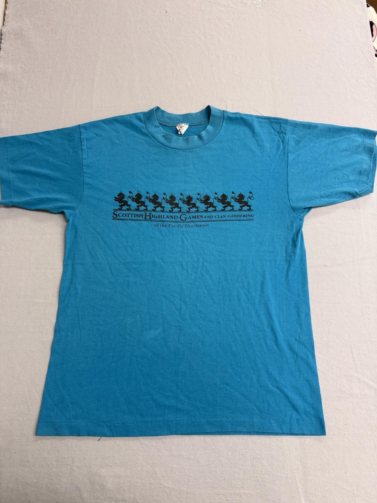 Vintage 80s Scottish Highland Games Gathering PNW T-shirt L XXL