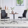 [Set of 2] Dining Chair in Black Diamond Pattern: High Backrest + Comfortable Seat Cushion, Silver-Colored Metal Frame Non-Slip and Durable