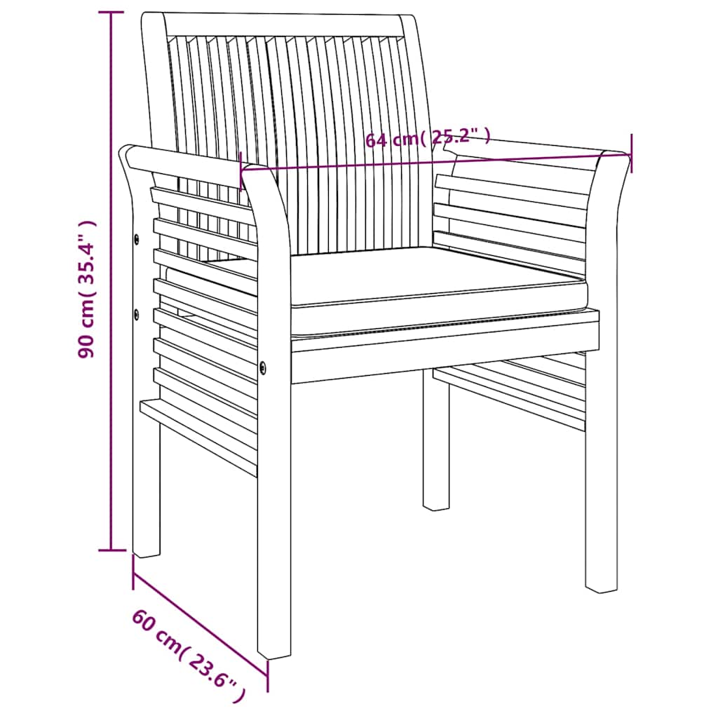 5 piece garden dining set with cushions solid acacia wood