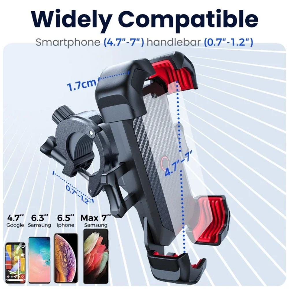 Motorcycle Phone Holder Universal Stand Bicycle Cell Phone Mount for 4.7-7 inch Smartphone Stand Shockproof Cellphone Bracket
