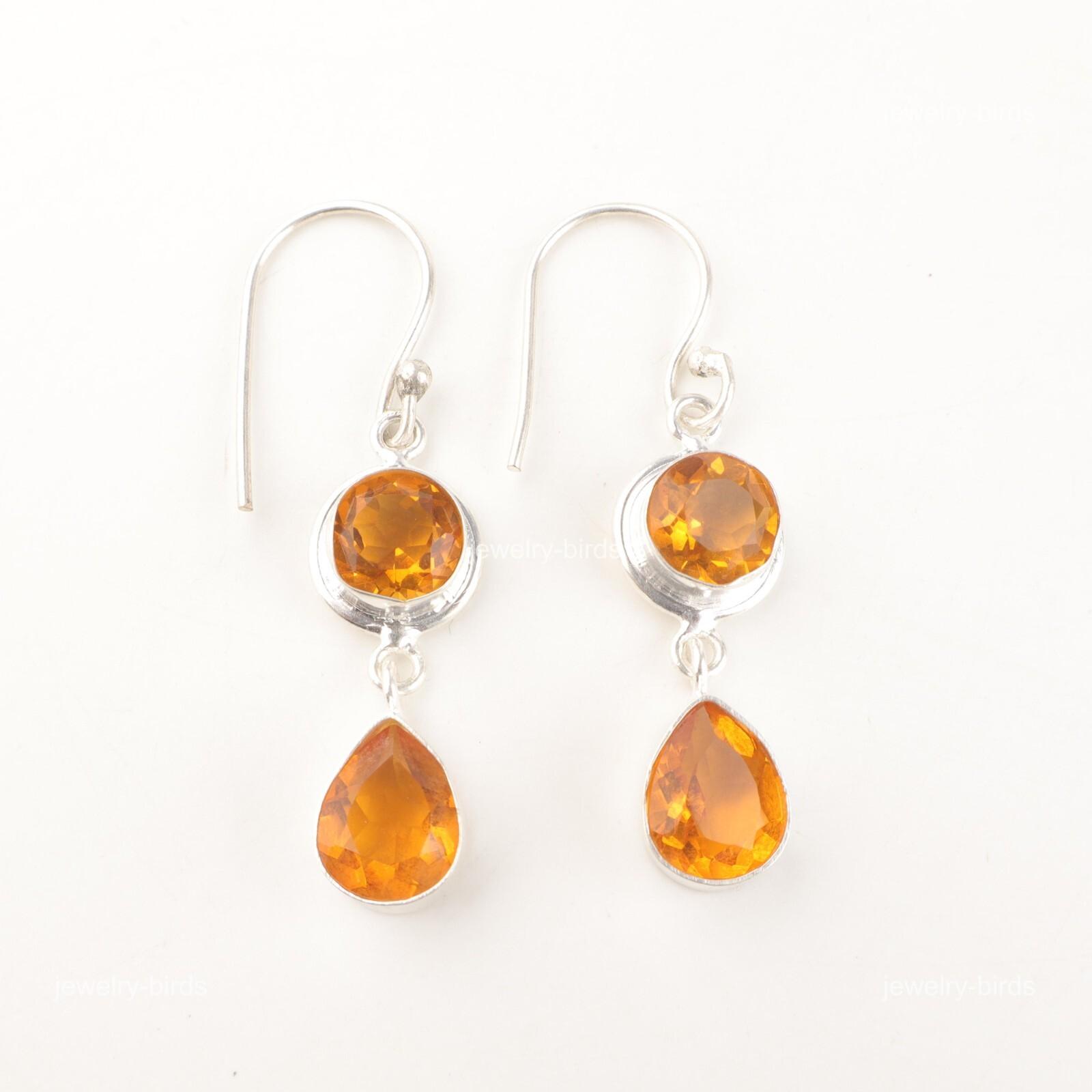 

Pear citrine Gemstone 925 Sterling Silver Boho Dangling Hook Handmade Earrings EE-142-6