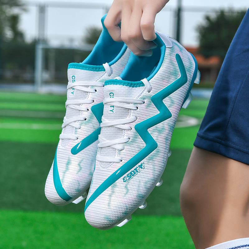 32-45 Football Shoes Men's High-top Football Boots Large Size Long Nails Leather Boys Soccer Shoes