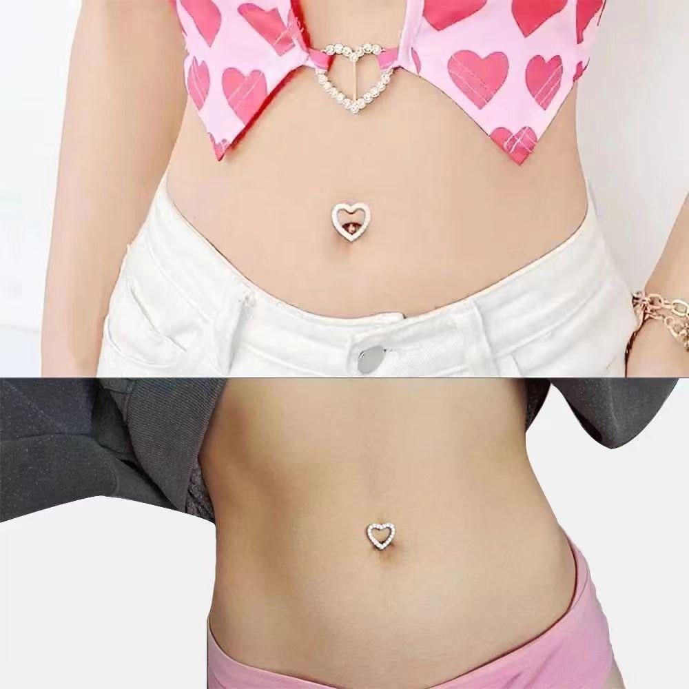 3-4pcs/lot Gold Color Crystals Zircon Belly Button Rings 14G Curved Stainless Steel Heart Wing Tassel Belly Navel Piercing Sets
