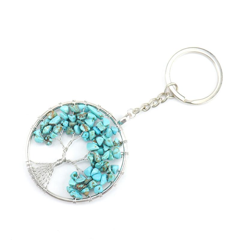 Natural Gravel Crystal Root Tree Tree Of Life Pendant Keychain Bag Pendant Keychain K04