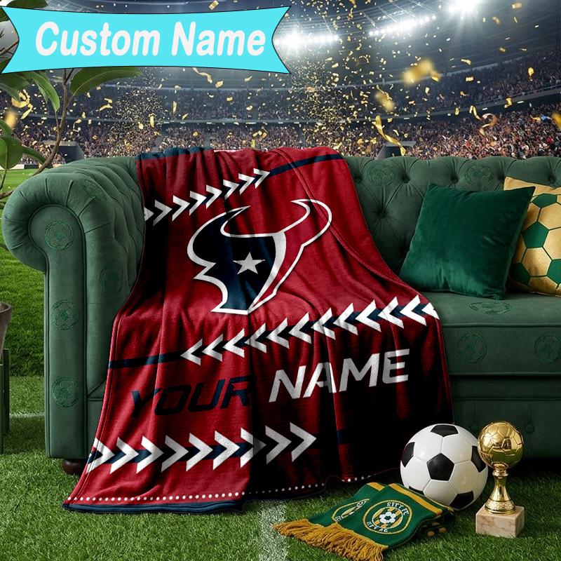 Custom Name Blanket basketball Texans Logo Blanket Bedding Blanket for Travel, Camping, Living Rooms, Offices, Sofas, Fan Christmas gift