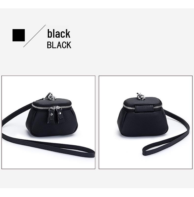 Compact Top-Grain Cowhide Coin Purse: Stylish Necklace Pouch for Lipstick, Makeup, or Earphones